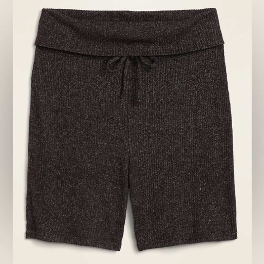 Old Navy Cozy Rib-Knit Rollover-Waist Pajama Shorts 2 Pair Grey & Lt Grey L - Picture 2 of 9
